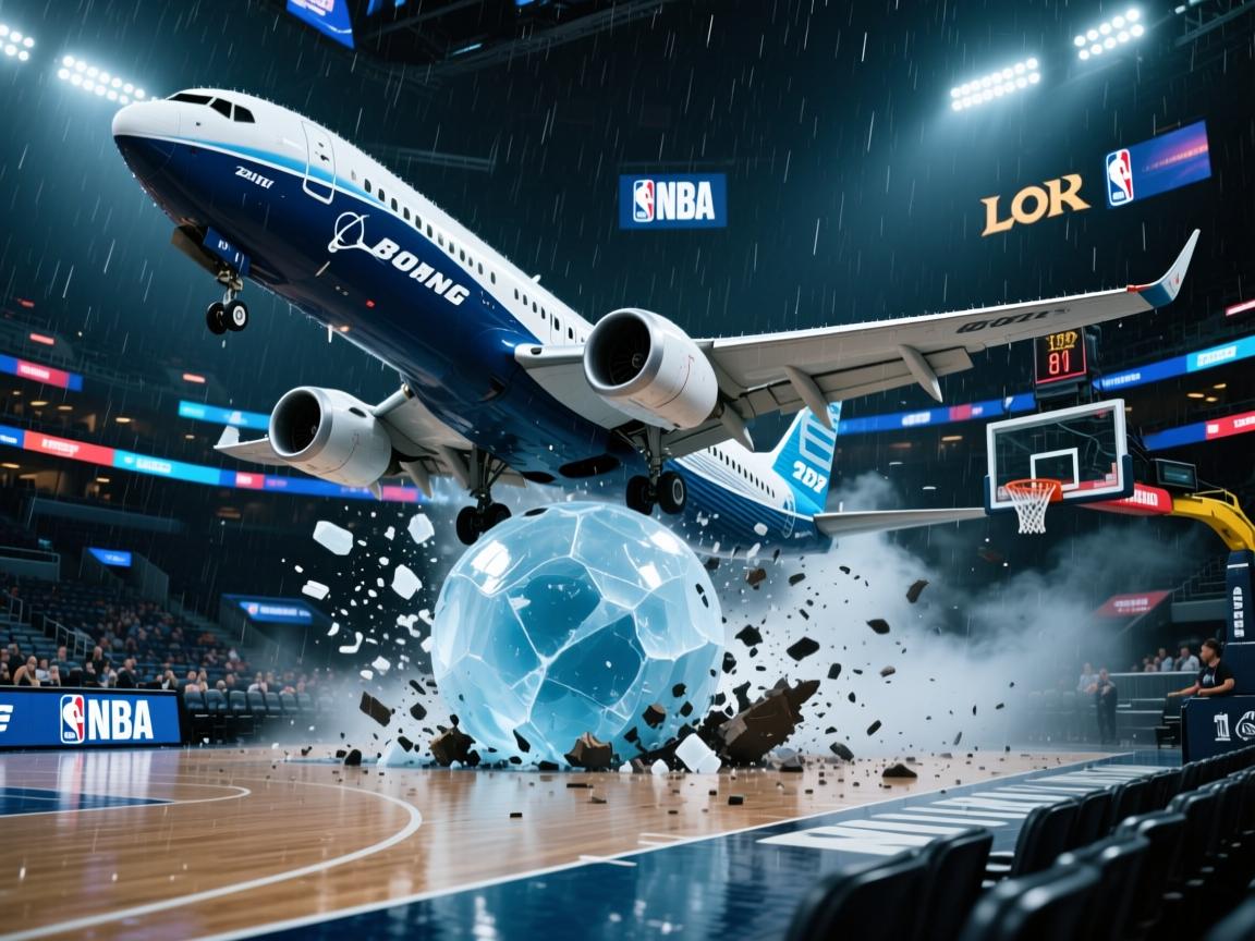 美国波音飞机起飞时被击中大雨形成大冰球坠地